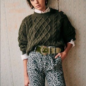Sezane grey leopard print denim pants